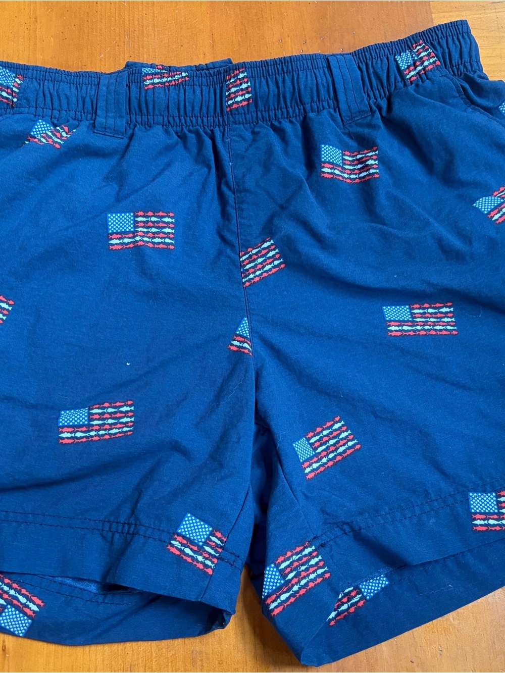Columbia Navy Shorts with Red and White Accent
